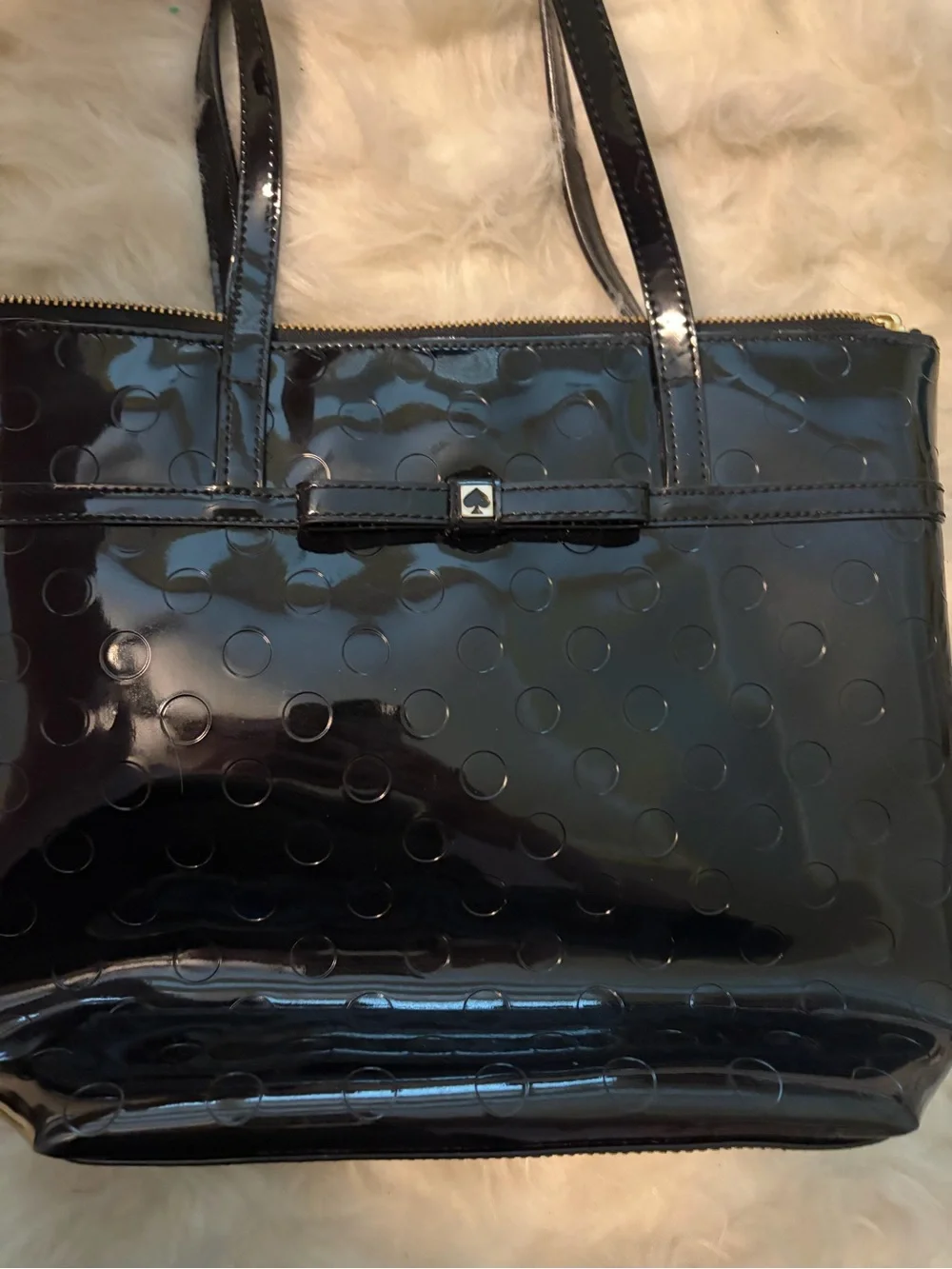 kate spade Black Patent Dot-Embossed Tote